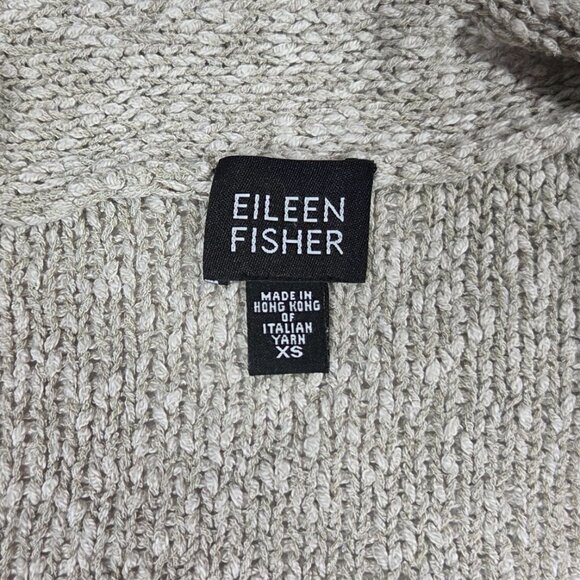 Eileen Fisher Cardigan XS Beige Neutral Open Front Textured Coastal Beachy - Picture 3 of 7